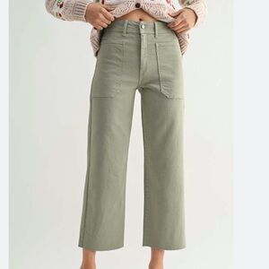 Just Black Denim The Nautical Wide Leg Blue Jeans Sage Green Color size 28